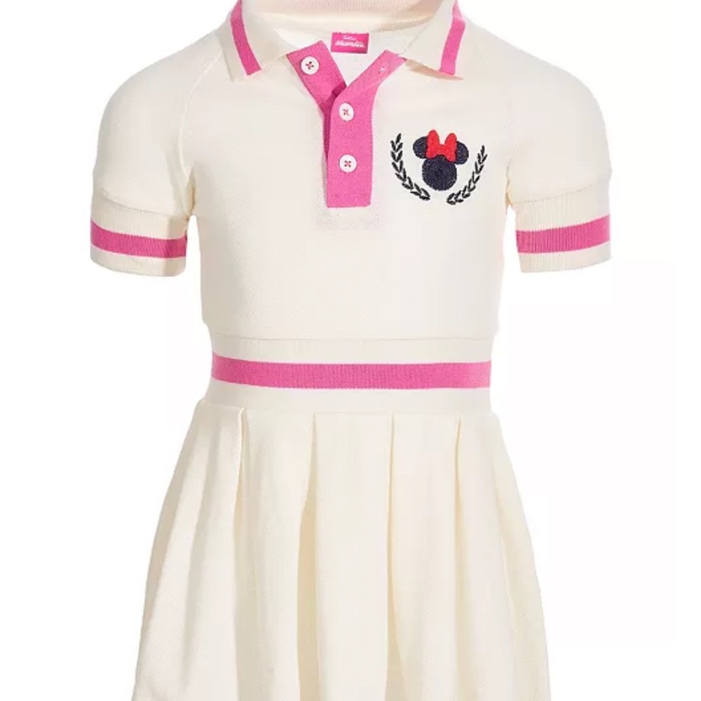 Disney Minnie Mouse Pique Polo Cream/Pink Tennis Dress Preppy Girls 5